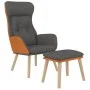Relaxation armchair with dark gray fabric and synthetic leather stool by , Armchairs - Ref: Foro24-3097762, Price: 133,15 €, ...