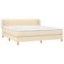 Box spring bed with cream fabric mattress 160x200 cm by , Beds and slatted bases - Ref: Foro24-3126978, Price: 509,20 €, Disc...
