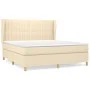 Cama box spring con colchón tela color crema 160x200 cm de , Camas y somieres - Ref: Foro24-3128698, Precio: 600,86 €, Descue...