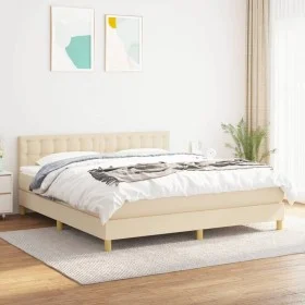 Box spring bed with cream fabric mattress 160x200 cm by , Beds and slatted bases - Ref: Foro24-3140950, Price: 497,64 €, Disc...