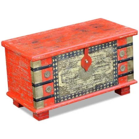 Red mango wood storage trunk 80x40x45 cm by , Storage trunks - Ref: Foro24-243331, Price: 264,09 €, Discount: %