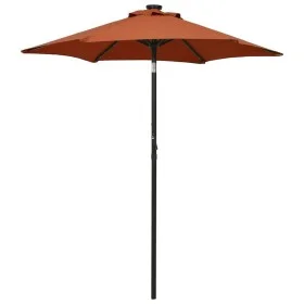 Terracotta aluminum umbrella with LED lights 200x211 cm by , Umbrellas - Ref: Foro24-313562, Price: 73,96 €, Discount: %
