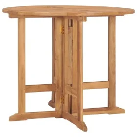 Folding garden dining table teak wood Ø90x75 cm by , Garden tables - Ref: Foro24-315446, Price: 179,66 €, Discount: %