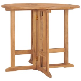 Mesa de comedor plegable para jardín madera de teca Ø90x75 cm de , Mesas de jardín - Ref: Foro24-315446, Precio: 205,11 €, De...