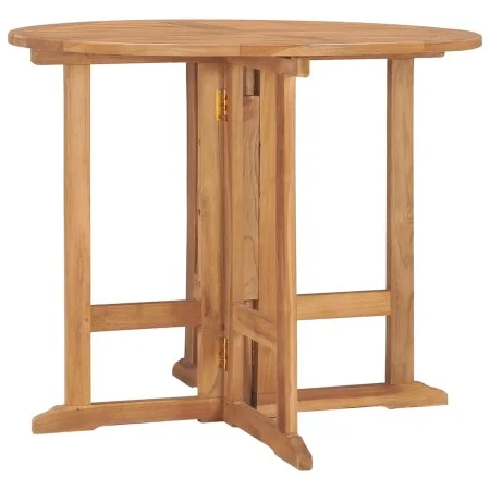 Folding garden dining table teak wood Ø90x75 cm by , Garden tables - Ref: Foro24-315446, Price: 179,66 €, Discount: %