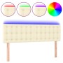 Cabecero con LED cuero sintético color crema 144x5x78/88 cm