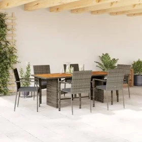 Garden dining set 7 pieces and gray synthetic rattan cushions by , Garden sets - Ref: Foro24-3213504, Price: 572,50 €, Discou...