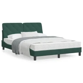 Dark green velvet bed frame with headboard 140x190 cm by , Beds and slatted bases - Ref: Foro24-3207920, Price: 204,07 €, Dis...