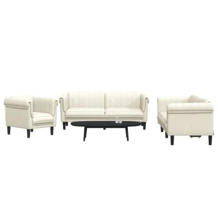 Juego de sofás 3 piezas terciopelo crema de , Sofás - Ref: Foro24-3209216, Precio: 762,92 €, Descuento: %