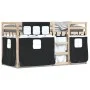 Litera con cortinas madera maciza pino blanco y negro 90x200 cm de , Camas y somieres - Ref: Foro24-3283928, Precio: 178,56 €...