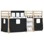 Litera con cortinas madera maciza pino blanco y negro 90x200 cm de , Camas y somieres - Ref: Foro24-3283928, Precio: 178,56 €...