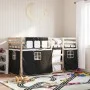 Litera con cortinas madera maciza pino blanco y negro 90x200 cm de , Camas y somieres - Ref: Foro24-3283928, Precio: 178,56 €...