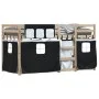 Litera con cortinas madera maciza pino blanco y negro 90x200 cm de , Camas y somieres - Ref: Foro24-3283928, Precio: 178,56 €...