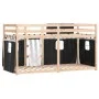 Litera con cortinas madera maciza pino blanco y negro 90x200 cm de , Camas y somieres - Ref: Foro24-3283928, Precio: 178,56 €...