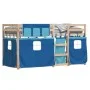 Bunk bed with curtains solid blue pine wood 90x200 cm by , Beds and slatted bases - Ref: Foro24-3283893, Price: 201,79 €, Dis...