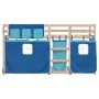 Bunk bed with curtains solid blue pine wood 90x200 cm by , Beds and slatted bases - Ref: Foro24-3283893, Price: 201,79 €, Dis...