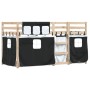 Bunk bed with black and white pine solid wood curtains 80x200 cm by , Beds and slatted bases - Ref: Foro24-3283898, Price: 15...
