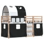 Bunk bed with black and white pine solid wood curtains 90x200 cm by , Beds and slatted bases - Ref: Foro24-3283982, Price: 22...