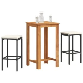 Garden table and stools 3 pcs acacia wood PE rattan black by , Garden sets - Ref: Foro24-3295267, Price: 174,63 €, Discount: %