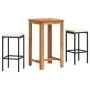 Garden table and stools 3 pcs acacia wood PE rattan black by , Garden sets - Ref: Foro24-3295267, Price: 174,63 €, Discount: %