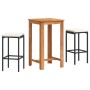 Mesa y taburetes de jardín 3 pzas madera acacia ratán PE negro de , Conjuntos de jardín - Ref: Foro24-3295267, Precio: 183,44...