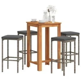 Garden table and stools 5 pcs acacia wood PE rattan gray by , Garden sets - Ref: Foro24-3295271, Price: 233,52 €, Discount: %