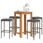 Garden table and stools 5 pcs acacia wood PE rattan gray by , Garden sets - Ref: Foro24-3295271, Price: 233,52 €, Discount: %