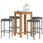 Mesa y taburetes de jardín 5 pzas madera acacia ratán PE gris de , Conjuntos de jardín - Ref: Foro24-3295271, Precio: 240,33 ...