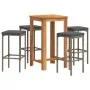 Garden table and stools 5 pcs acacia wood PE rattan gray by , Garden sets - Ref: Foro24-3295271, Price: 233,52 €, Discount: %