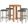 Mesa y taburetes de jardín 5 pzas madera acacia ratán PE gris de , Conjuntos de jardín - Ref: Foro24-3295271, Precio: 240,33 ...
