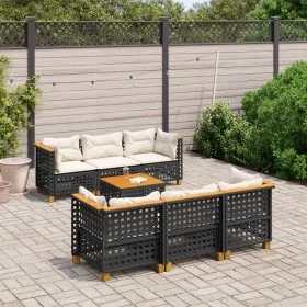 7-piece garden sofa set with black synthetic rattan cushions by , Garden sets - Ref: Foro24-3261740, Price: 588,58 €, Discoun...