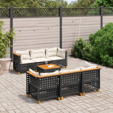 7-piece garden sofa set with black synthetic rattan cushions by , Garden sets - Ref: Foro24-3261740, Price: 563,35 €, Discoun...