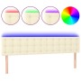 Cabecero con LED cuero sintético color crema 160x5x78/88 cm