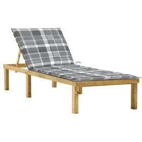 Tumbona con cojín estampado de cuadros grises pino impregnada von , Liegen - Ref: Foro24-3065863, Preis: 136,42 €, Rabatt: %