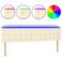 Cabecero con LED cuero sintético color crema 180x5x78/88 cm