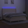 Cama box spring colchón y luces LED tela crema 160x200 cm de , Camas y somieres - Ref: Foro24-3139050, Precio: 573,10 €