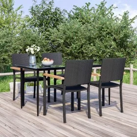 5-Piece Black Synthetic Rattan Garden Dining Set by , Garden sets - Ref: Foro24-3156684, Price: 364,40 €, Discount: %