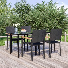 Juego de comedor de jardín 5 piezas ratán sintético negro de , Conjuntos de jardín - Ref: Foro24-3156684, Precio: 388,37 €, D...