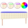 Cabecero con LED cuero sintético color crema 200x5x78/88 cm