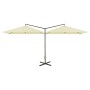 Sombrilla doble con poste de acero color arena 600x300 cm de , Sombrillas - Ref: Foro24-312555, Precio: 174,22 €, Descuento: %