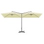 Sombrilla doble con poste de acero color arena 600x300 cm de , Sombrillas - Ref: Foro24-312555, Precio: 174,22 €, Descuento: %
