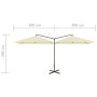 Sombrilla doble con poste de acero color arena 600x300 cm de , Sombrillas - Ref: Foro24-312555, Precio: 174,22 €, Descuento: %