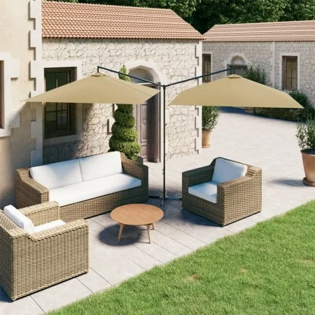Doppelter Sonnenschirm mit taupegrauem Stahlmast 600x300 cm von , Sonnenschirme - Ref: Foro24-312557, Preis: 163,41 €, Rabatt: %