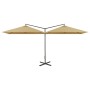 Double parasol with taupe gray steel pole 600x300 cm by , Umbrellas - Ref: Foro24-312557, Price: 182,17 €, Discount: %