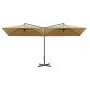 Doppelter Sonnenschirm mit taupegrauem Stahlmast 600x300 cm von , Sonnenschirme - Ref: Foro24-312557, Preis: 163,41 €, Rabatt: %