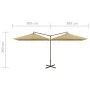 Doppelter Sonnenschirm mit taupegrauem Stahlmast 600x300 cm von , Sonnenschirme - Ref: Foro24-312557, Preis: 163,41 €, Rabatt: %