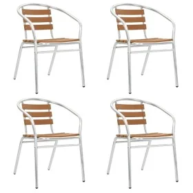 Stackable garden chairs 4 units aluminum and silver WPC by , Garden chairs - Ref: Foro24-48710, Price: 274,79 €, Discount: %