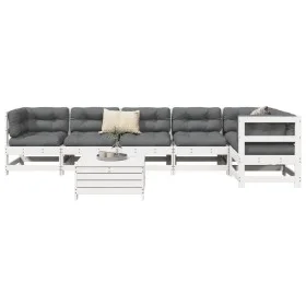 Gartensofa-Set 7-teilig aus massivem weißem Kiefernholz von , Gartensets - Ref: Foro24-3250865, Preis: 455,03 €, Rabatt: %