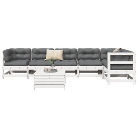 Gartensofa-Set 7-teilig aus massivem weißem Kiefernholz von , Gartensets - Ref: Foro24-3250865, Preis: 461,20 €, Rabatt: %