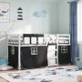 Bunk bed with black and white pine solid wood curtains 90x200 cm by , Beds and slatted bases - Ref: Foro24-3283931, Price: 18...
